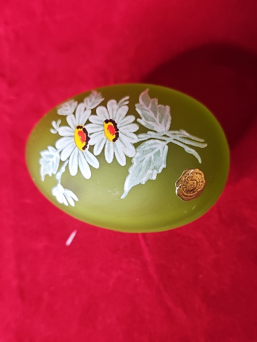 Westmorland Hand-Painted Olive Green Floral Egg